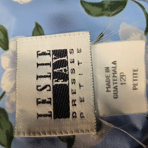 Vintage 70s Women's LESLIE FAYE Short Sleeves Floral Pleated Midi Dress 12P - Picture 7 of 7